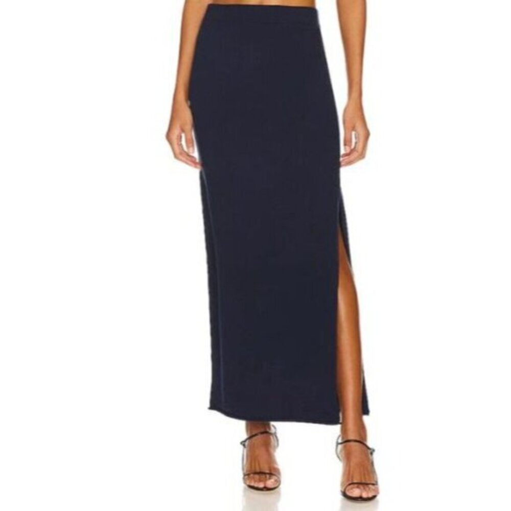 525 America Gwen Jersey Maxi Skirt Women's XS/S Navy‎ Blue Side Slit Pull on NWT